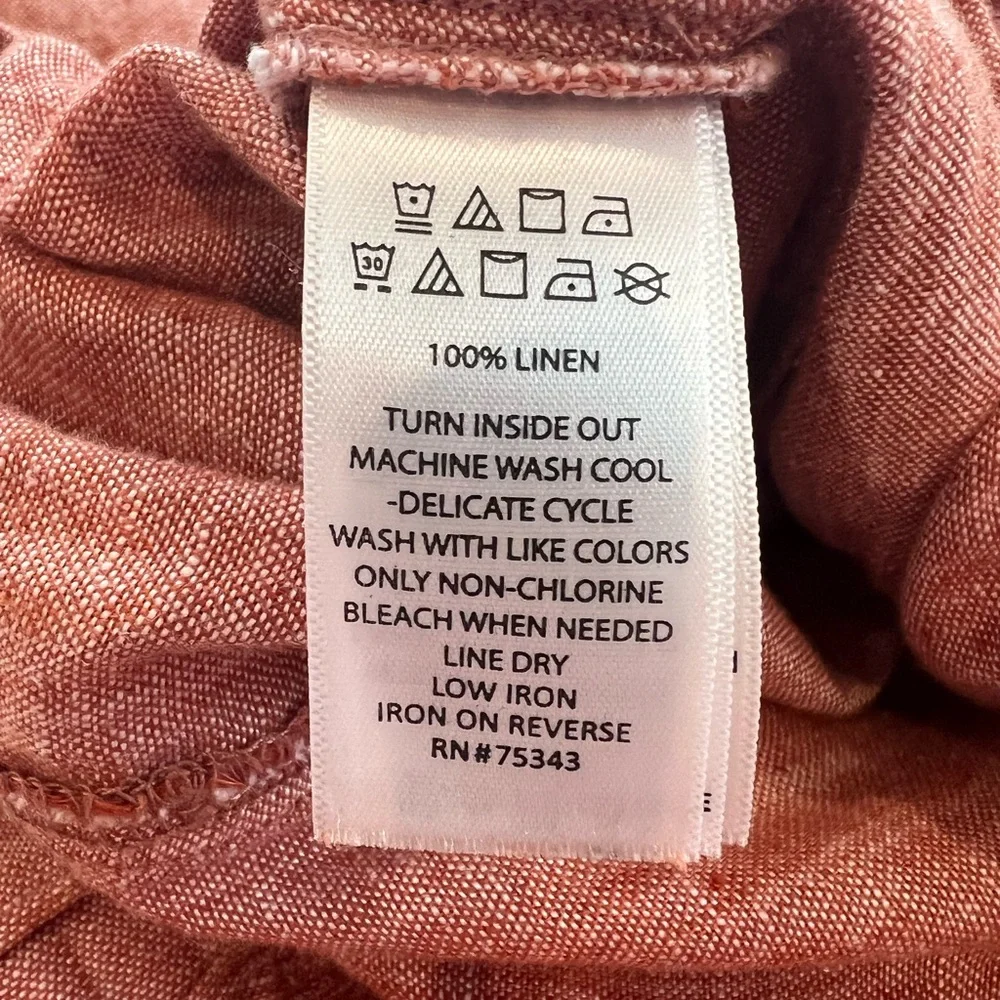 Tahari 100% Linen High Waist Wide Leg Pants Rust Terracotta Chili Flowy - Picture 10 of 11